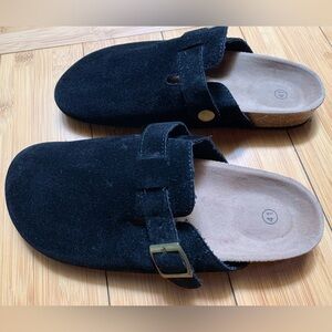 Women's Suede Clogs Leather Mules